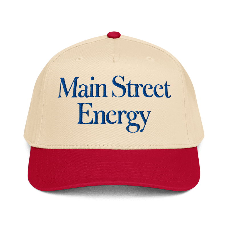 Beige and red cap with 'Main Street Energy' text
