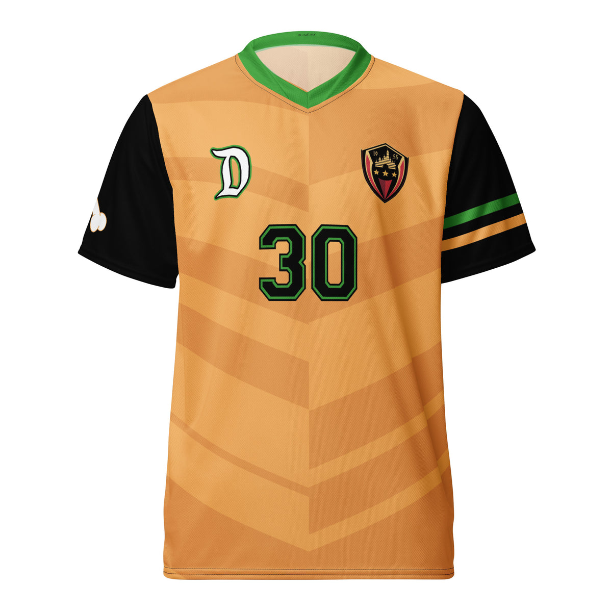Pluto inspired Football shirt. Vintage Orange, Black and Green style Disney inspired soccer shirt
