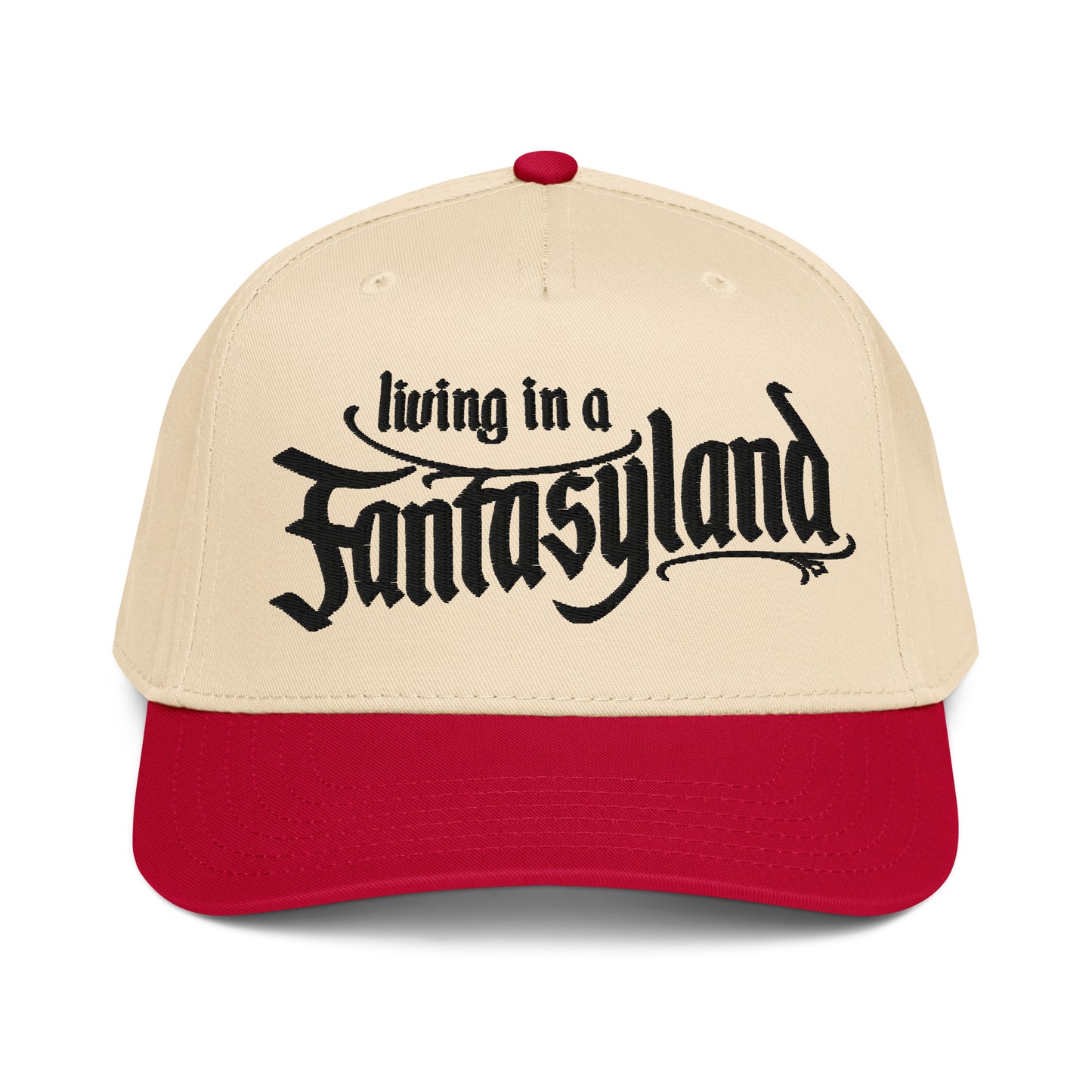 living in a fantasyland disney inspired backball cap red