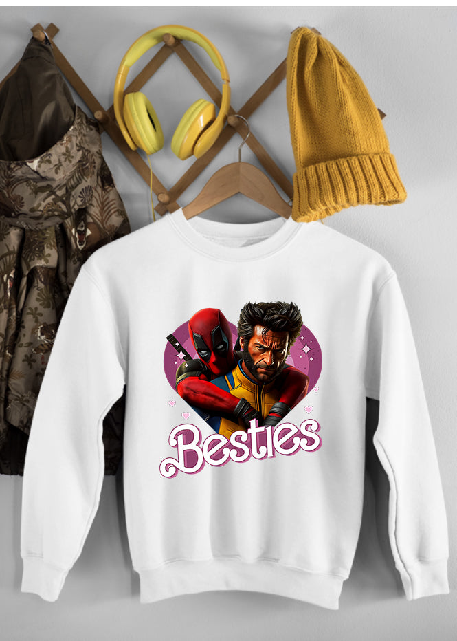 Deadpool & Wolverine Besties Children's White Sweatshirt