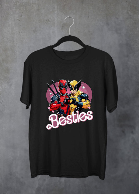 Deadpool & Wolverine Heart Black T-Shirt