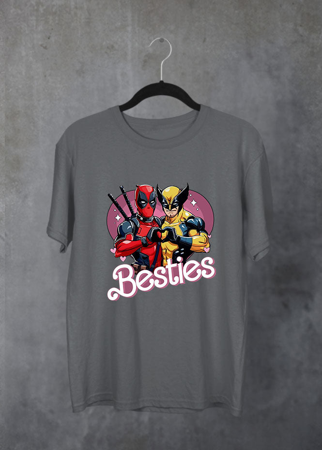 Deadpool & Wolverine Heart Grey T-Shirt