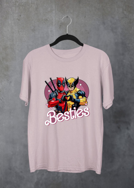 Deadpool & Wolverine Heart Pink T-Shirt