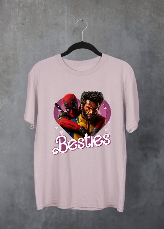 Deadpool & Wolverine Besties Pink T-Shirt