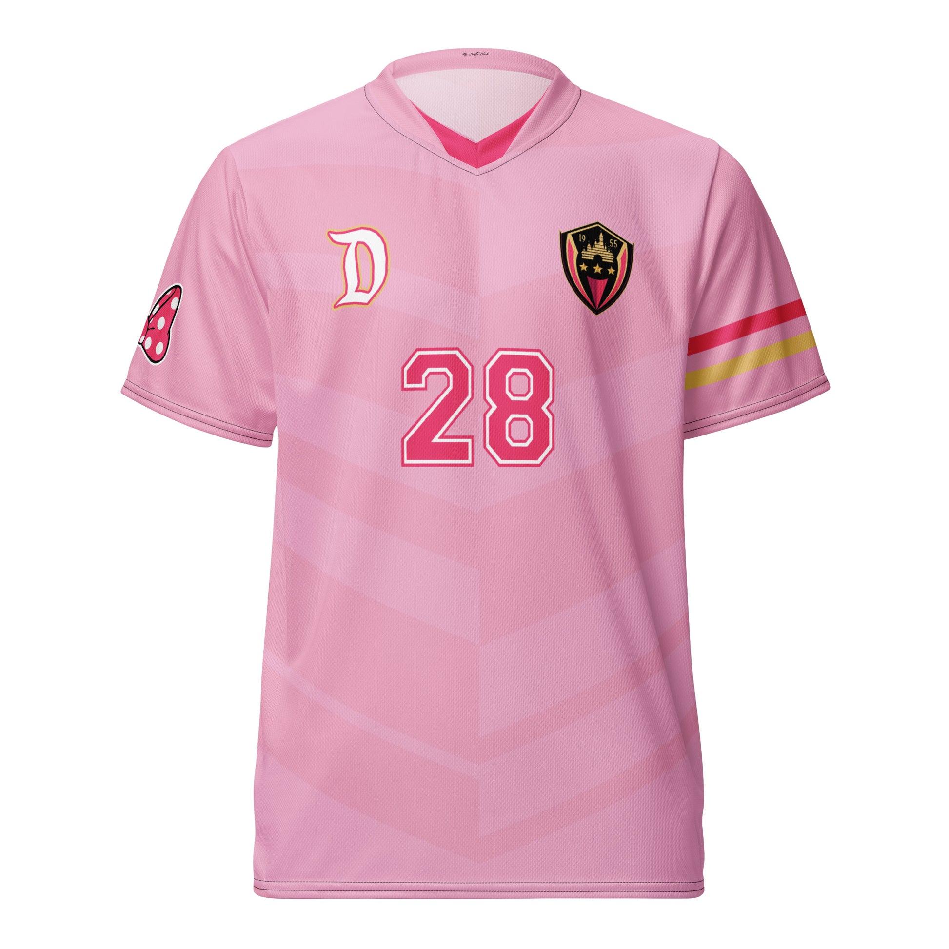 Minnie Mouse inspired Football shirt. Vintage Pink style Disney inspired soccer shirt
