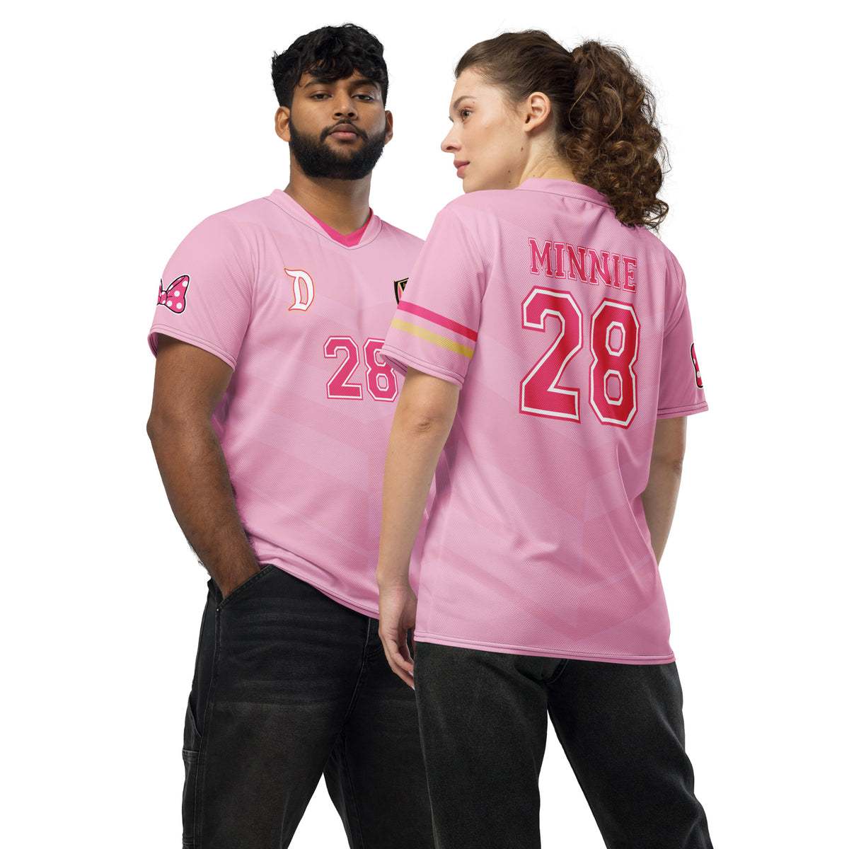 Minnie Mouse inspired Football shirt. Vintage Pink style Disney inspired soccer shirt