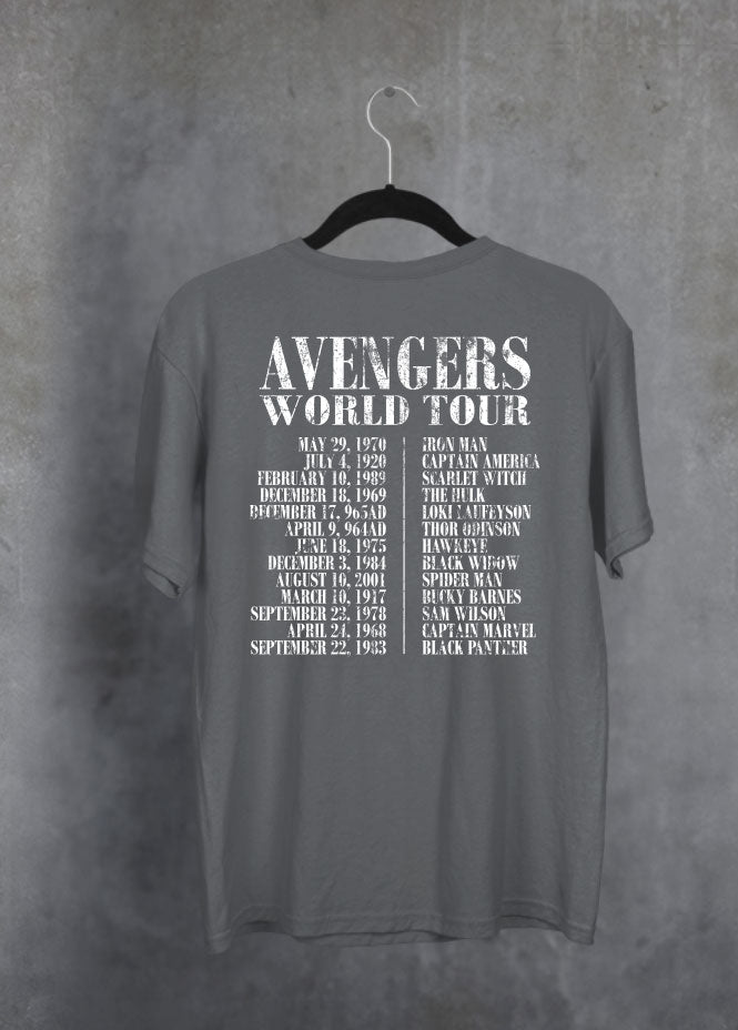 Avenger World Tour Grey T-Shirt (Front & Back)