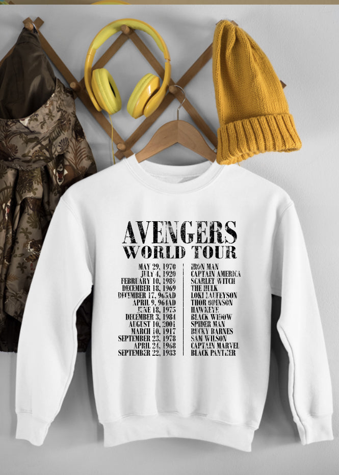 Avengers Tour Children's Front & Back White Sweatshirt