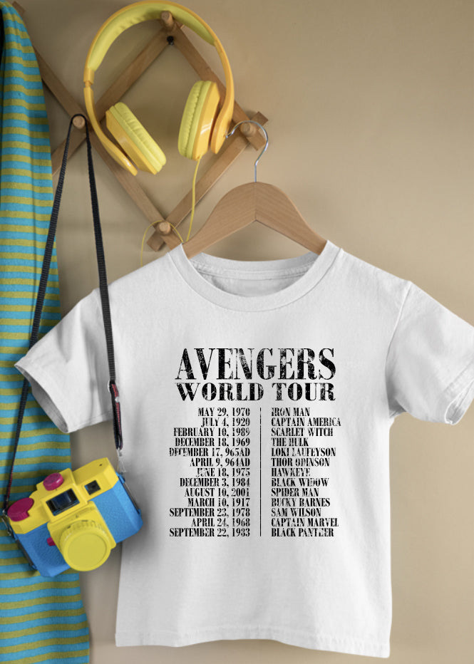 Avengers Tour Children's Front & Back White Tee