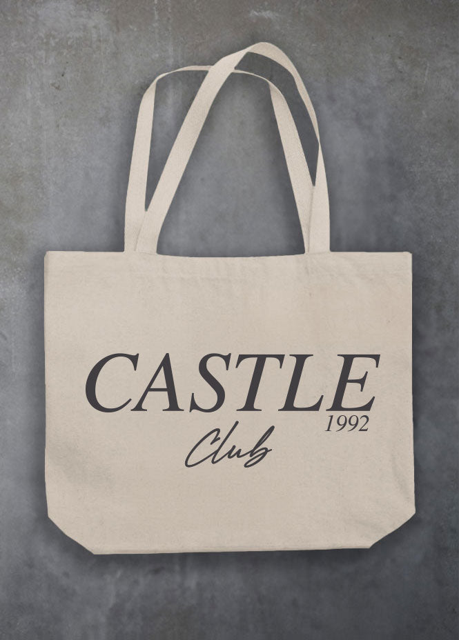 Castle Club Natural Tote Bag (Black Text)