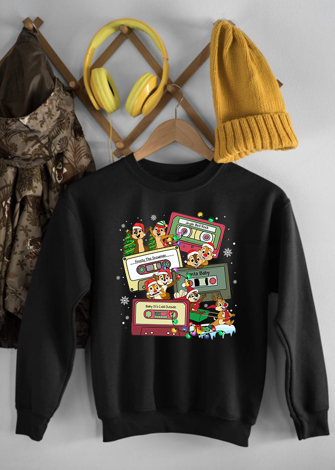 Chip & Dale Christmas Black Children's Sweatshirt