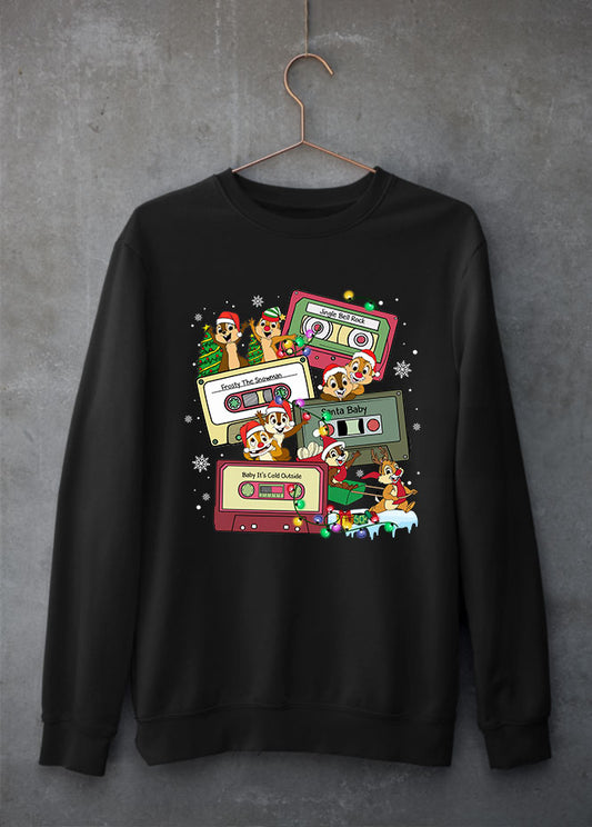 Chip n Dale Christmas Music Black Sweatshirt