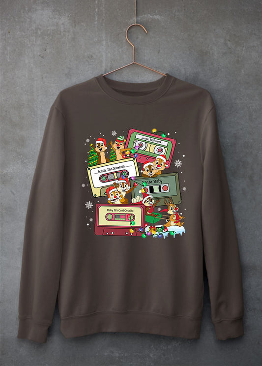 Chip n Dale Christmas Music Brown Sweatshirt