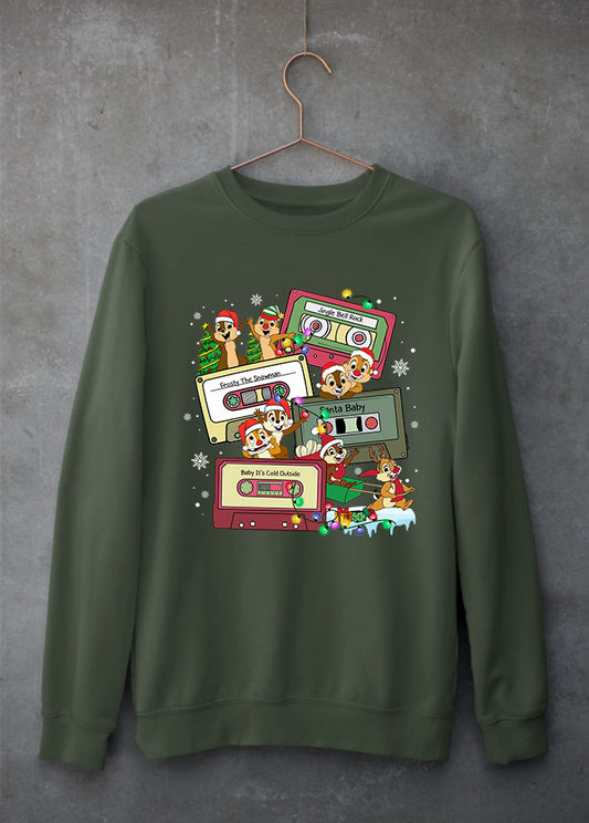 Chip n Dale Christmas Music Green Sweatshirt