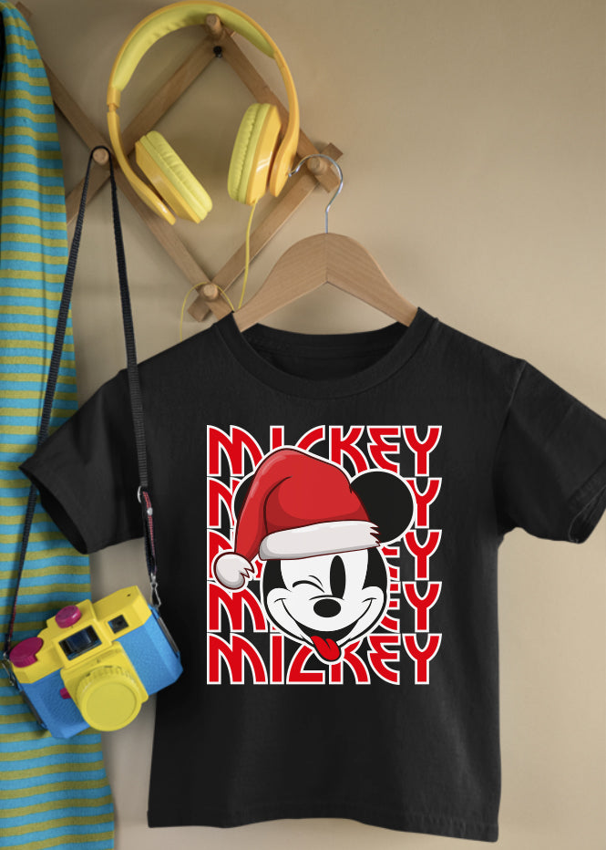 Christmas Mickey Children's Black Tee