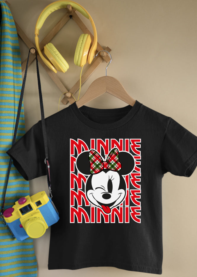 Christmas Minnie Children's Black Tee