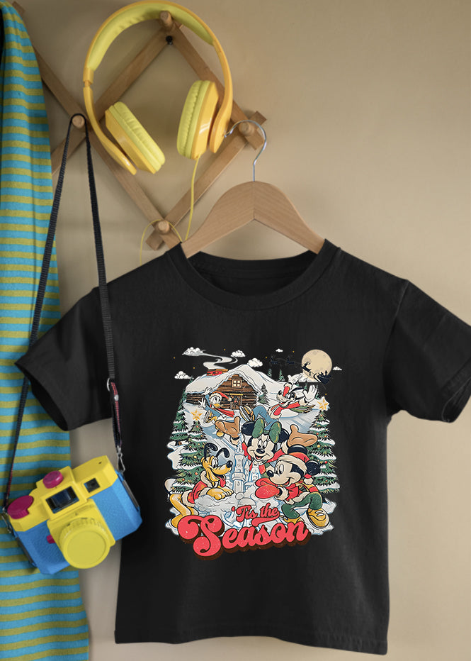 Christmas Scene Black Children's Tee