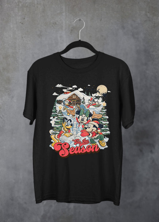 Christmas Scene Black T-Shirt