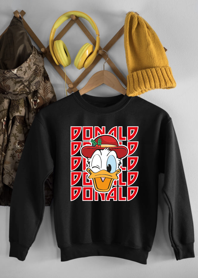 Christmas Donald Black Children's Sweatshirt