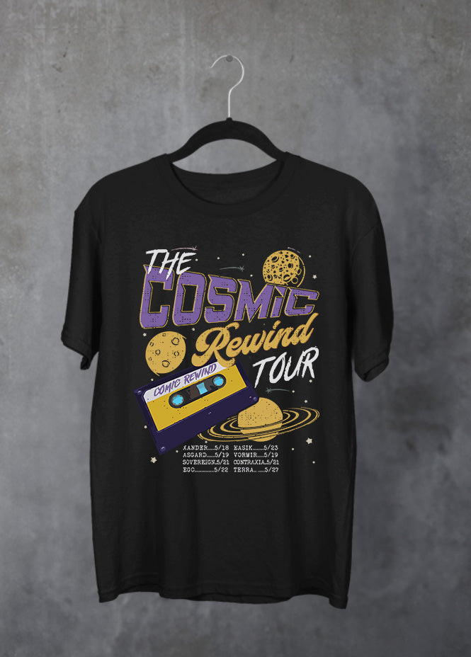 Cosmic Rewind Black T-Shirt