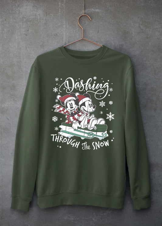 Dashing Through the Snow Christmas Green Sweatshirt