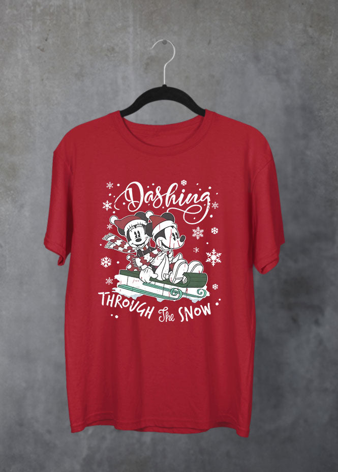 Dashing Through the Snow Christmas Red T-Shirt