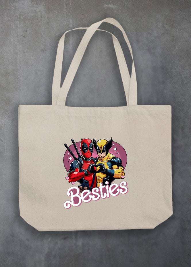 Deadpool & Wolverine Heart Natural Tote Bag