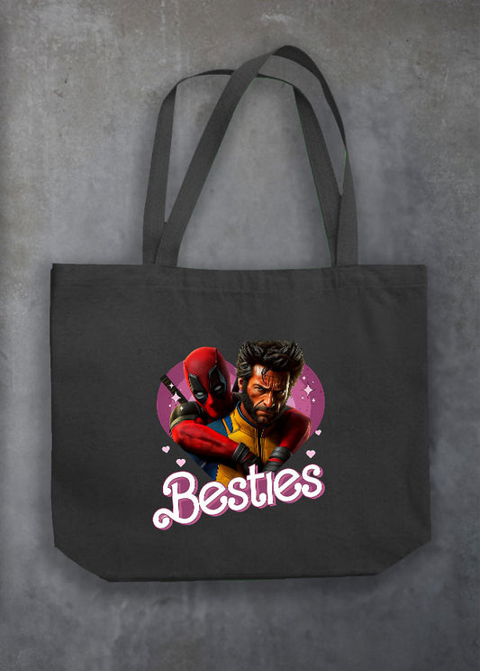 Deadpool & Wolverine Besties Black Tote Bag