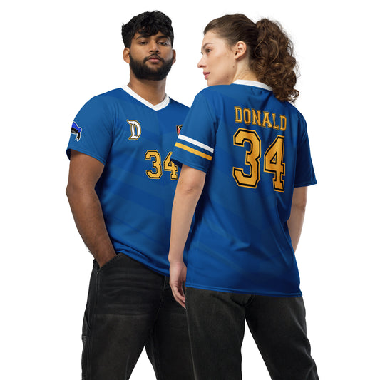 Donald Duck inspired Football shirt. Vintage Blue and yellow style Disney inspired soccer shirt