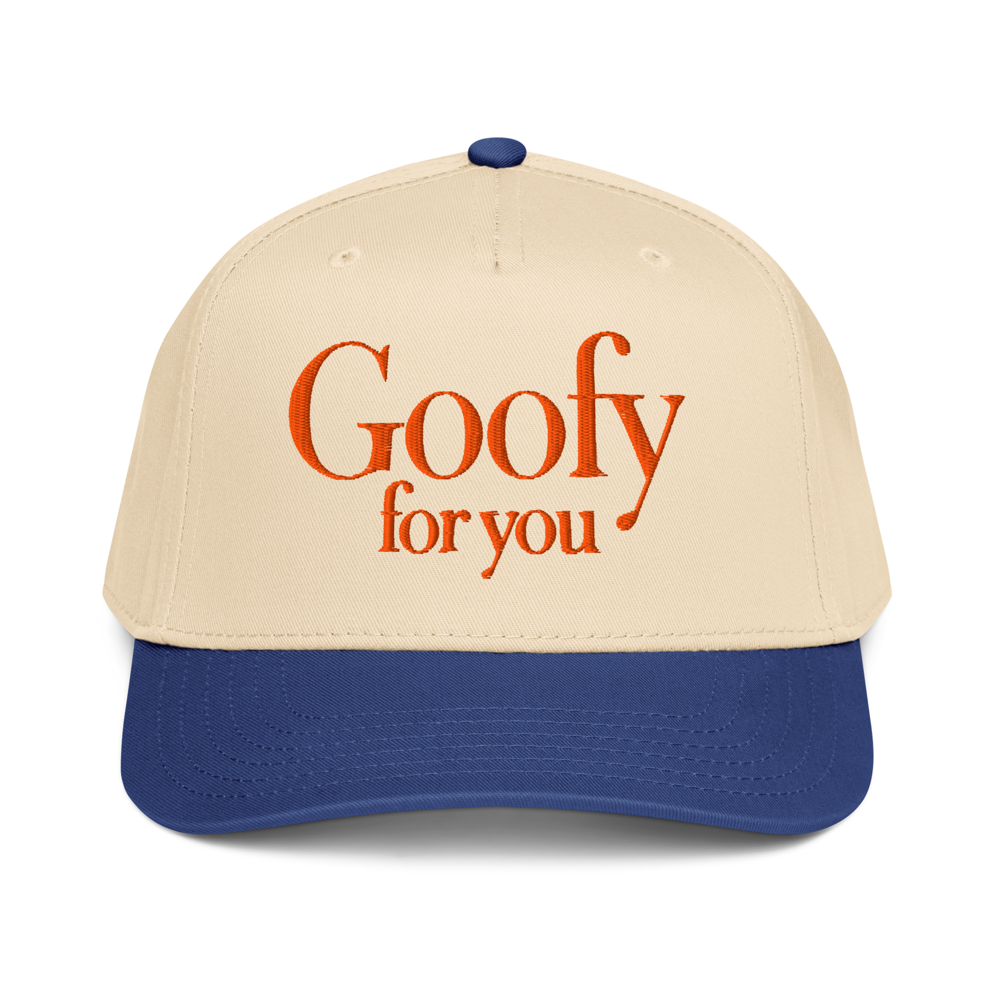 Beige and blue cap with 'Goofy for you' baseball cap