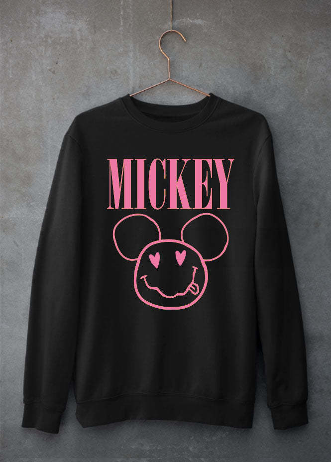 Heart Smiley Mickey Black Sweatshirt