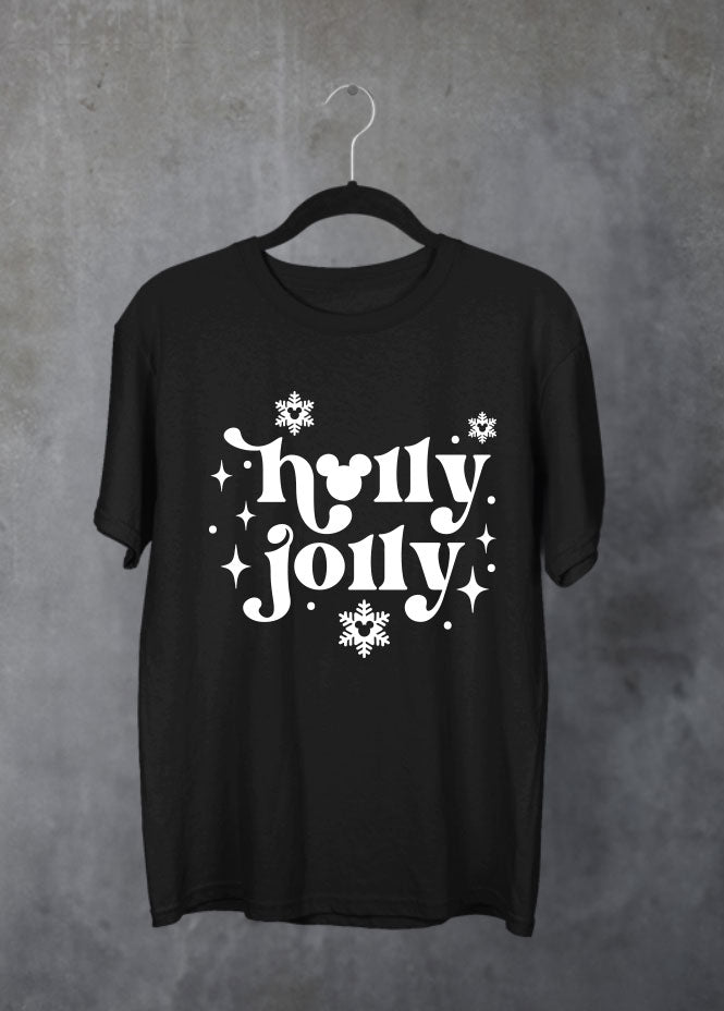 Holly Jolly Christmas Black T-Shirt