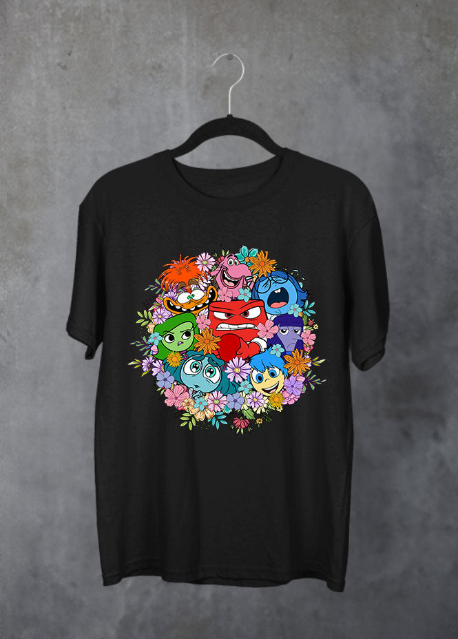 Emotions Flowers Black T-Shirt