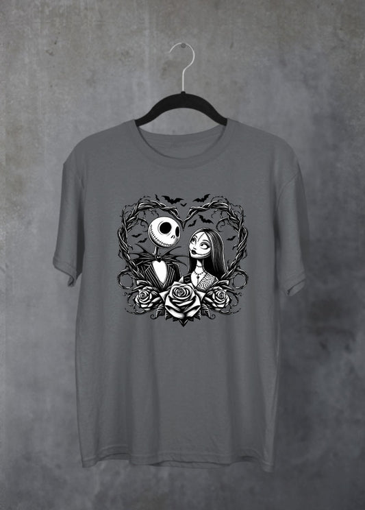 Jack & Sally Heart Grey T-Shirt