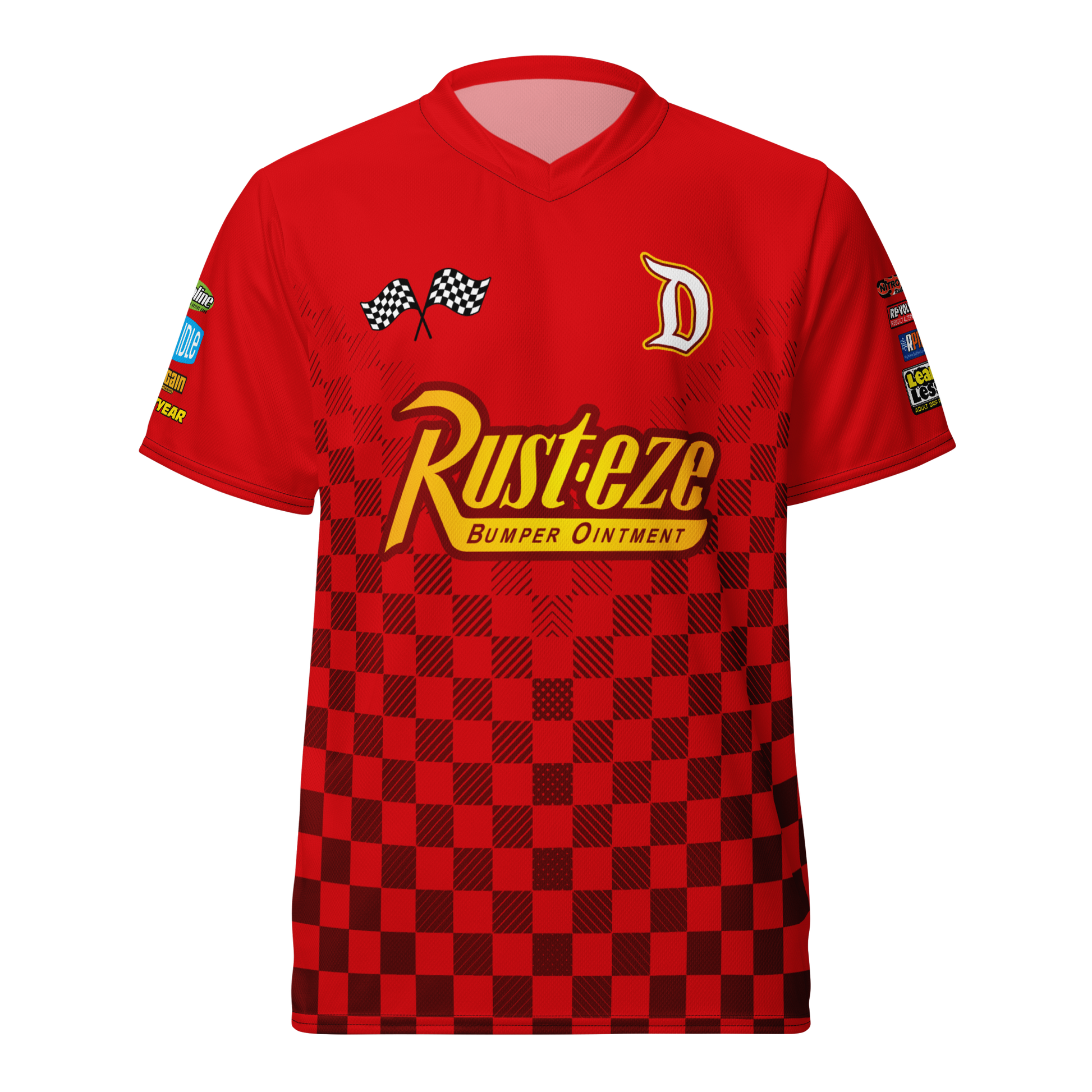 Lightning McQueen inspired Football shirt. Vintage race check style red Disney inspired soccer shirt