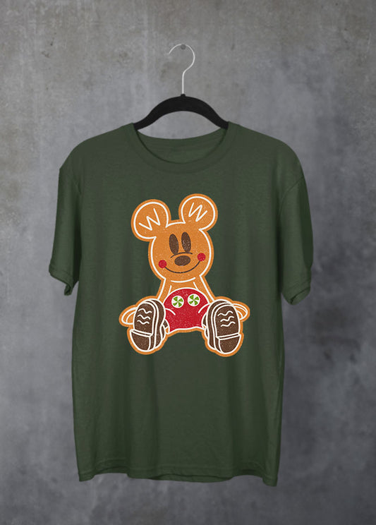 Gingerbread Mickey Christmas Green T-Shirt