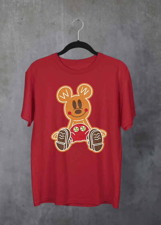 Gingerbread Mickey Christmas Red T-Shirt