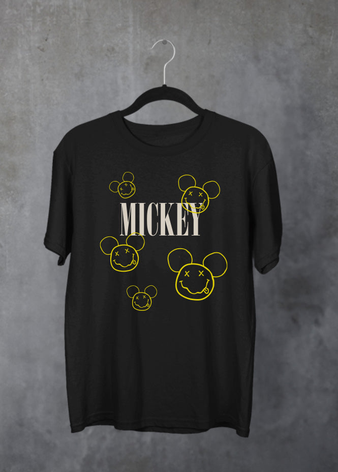 Smiley Mickey Mix Black T-Shirt