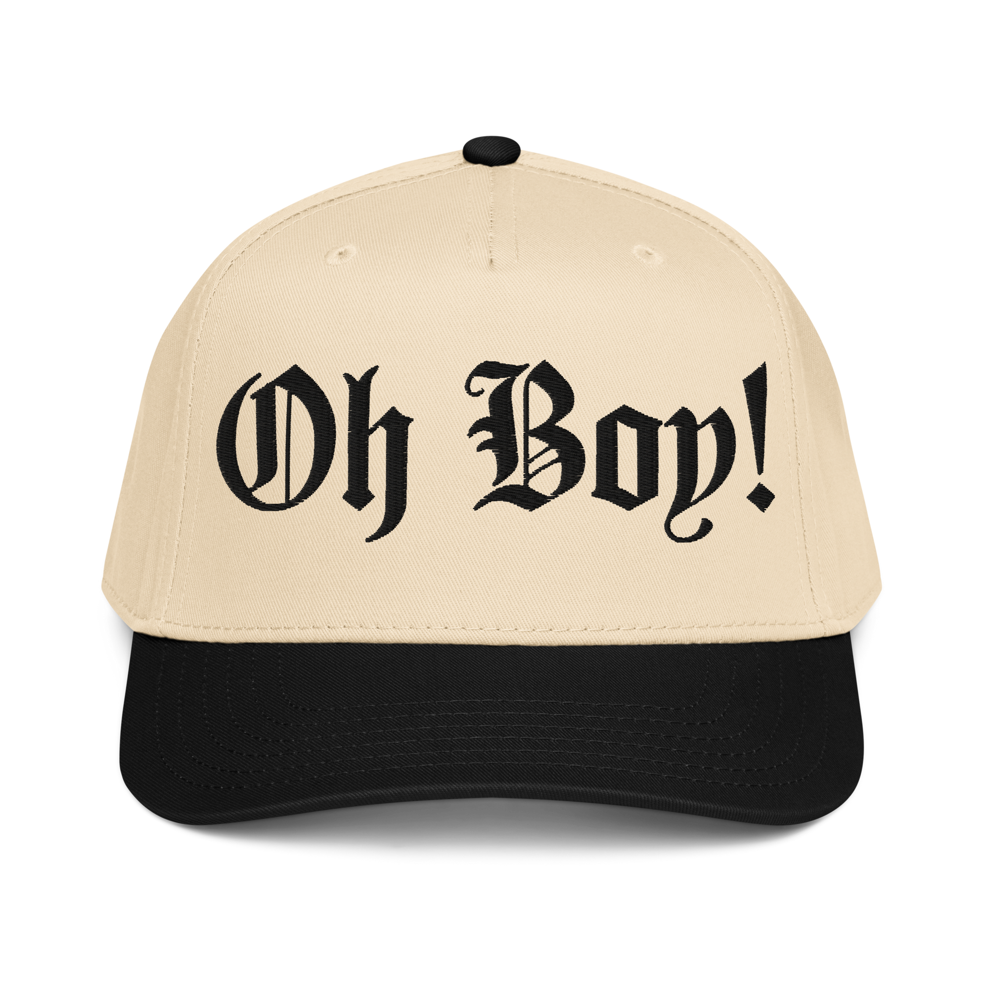 Beige cap with 'Oh Boy!' baseball cap