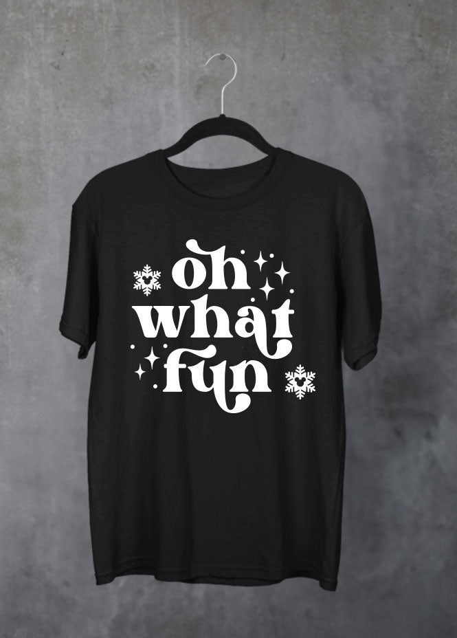 Oh What Fun Christmas Black T-Shirt