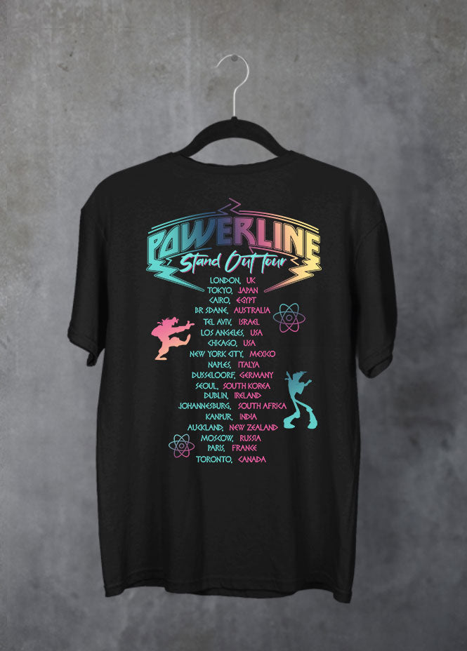 Powerline Tour Black T-Shirt (Front & Back)