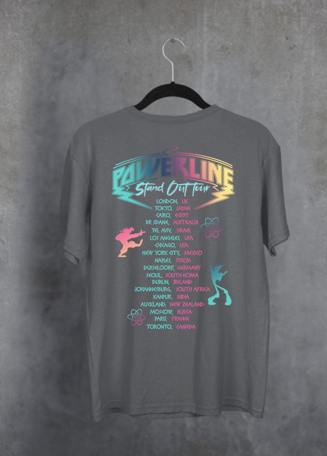 Powerline Tour Grey T-Shirt (Front & Back)