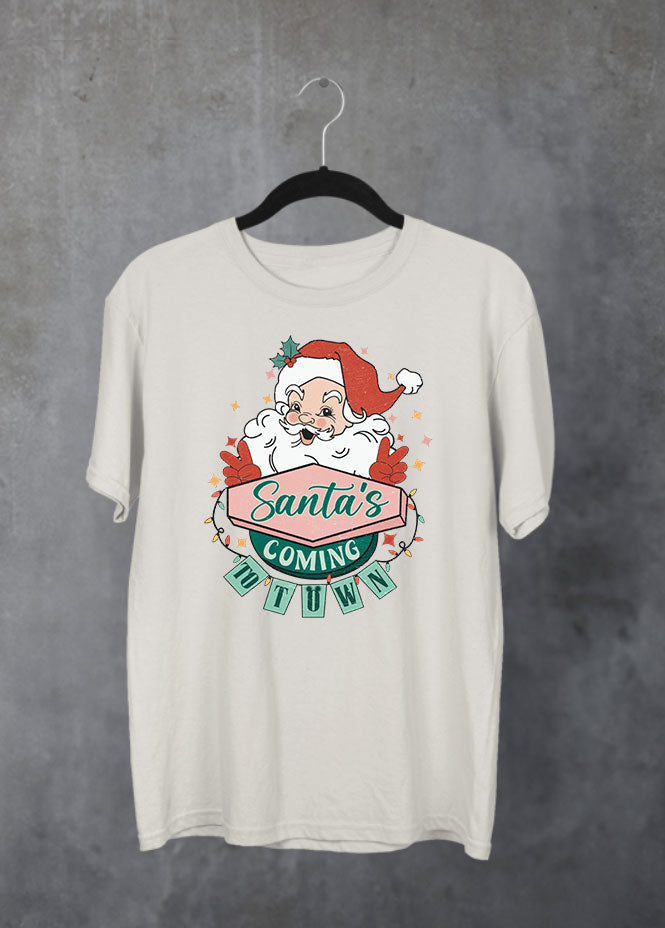 Santa's Coming to Town Christmas Sand T-Shirt