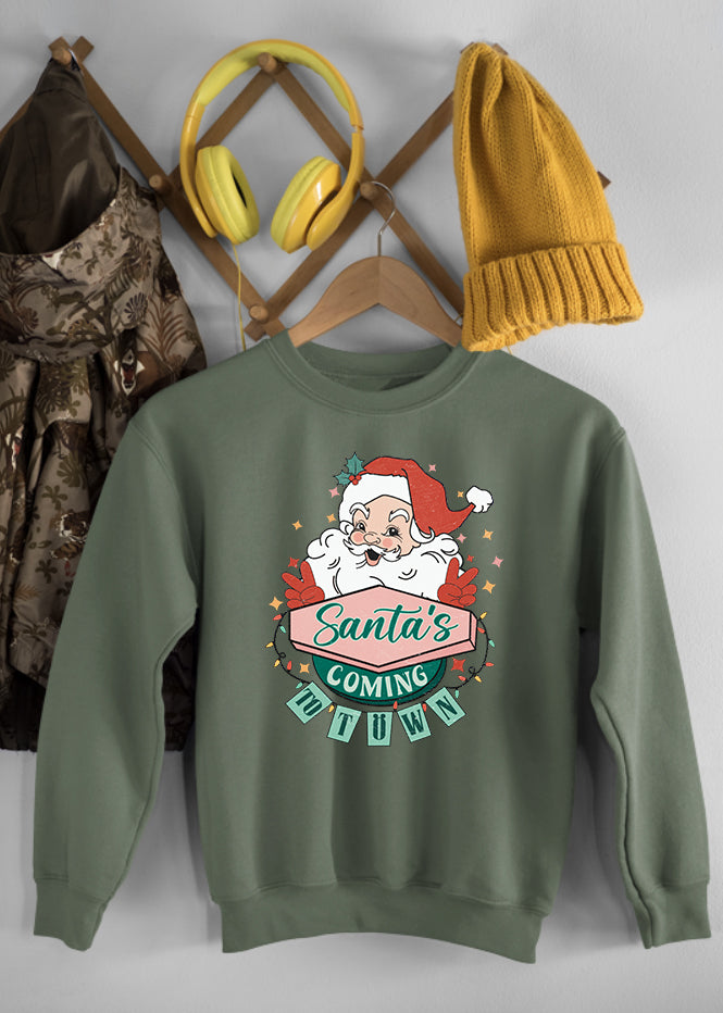 Santa's Coming to Town Fern Children's Sweatshirt