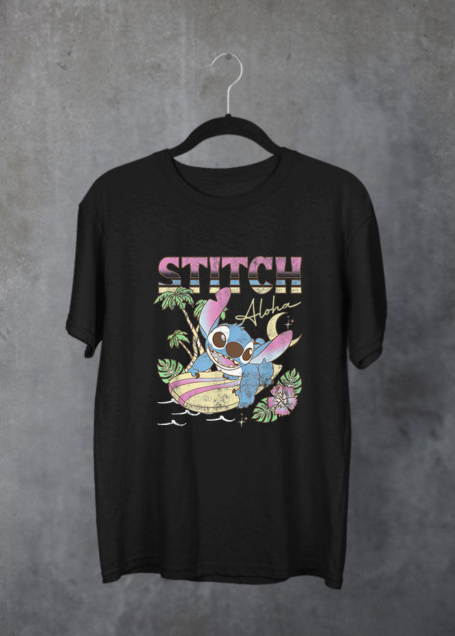 Aloha Stitch Black T-Shirt