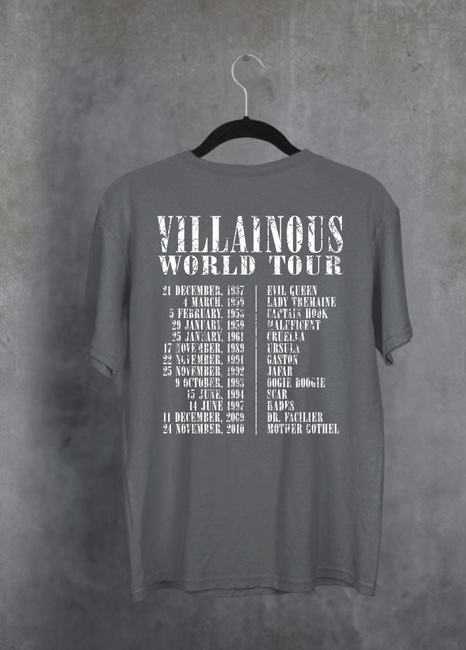 Villain Tour Grey T-Shirt (Front & Back)