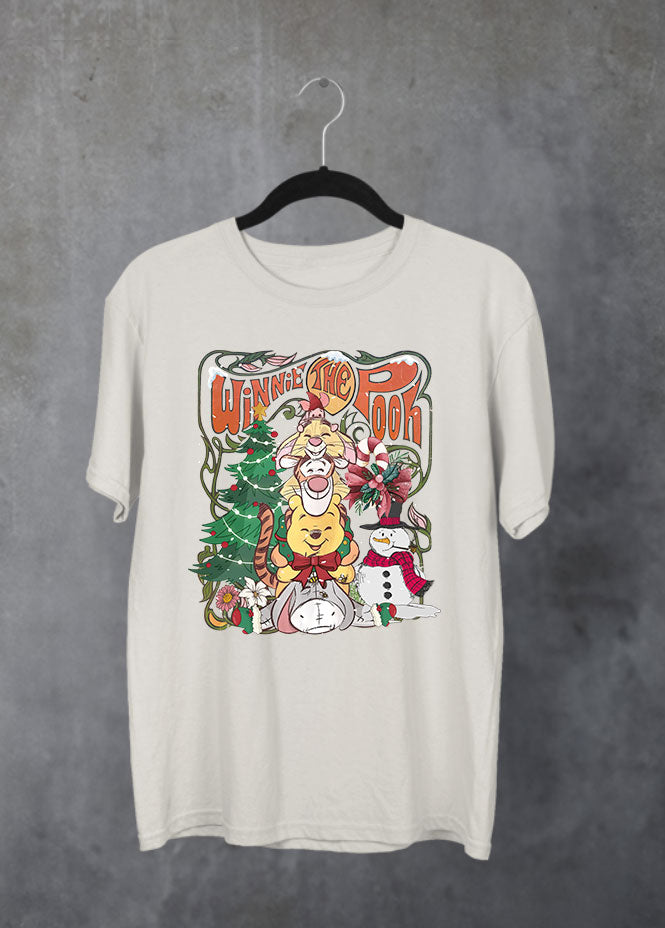 100 Acre Wood Christmas Tree Sand T-Shirt